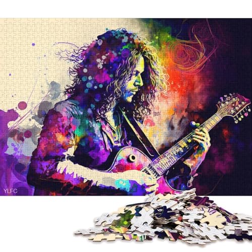 1000-teiliges Puzzle für Erwachsene, farbenfrohes Gitarrenspieler-Puzzle, Kartonpuzzle, Spielzeug, Denkspiel (Größe 38 * 26 cm) von LiJianXXXB