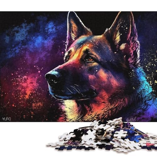 1000-teiliges Puzzle für Erwachsene, farbenfrohes Puzzle mit deutschem Schäferhund, für Kinder, Holzpuzzle, Lernspiel für Erwachsene und Kinder (Größe 75 * 50 cm) von LiJianXXXB