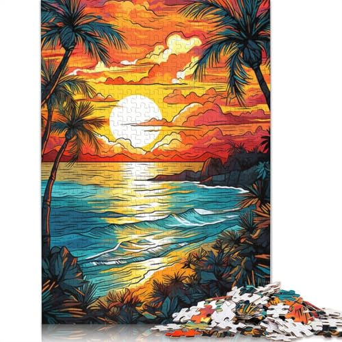 1000-teiliges Puzzle für Erwachsene, farbenfrohes Strandkunst-Puzzle für Erwachsene, Holzpuzzle, anspruchsvolles Spiel, 75 x 50 cm von LiJianXXXB