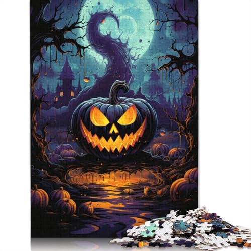 1000-teiliges Puzzle für Erwachsene, farbenfrohes psychedelisches Geister-Kürbis-Puzzle für Erwachsene, Kartonpuzzle, Lernspiel für Erwachsene und Kinder, Größe 38 x 26 cm von LiJianXXXB