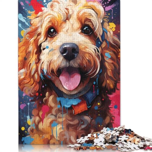 1000-teiliges Puzzle für Erwachsene, farbenfrohes psychedelisches Pudel-Gemälde, Puzzle für Erwachsene, Papppuzzle, Lernspiel für Erwachsene und Kinder, Größe 38 x 26 cm von LiJianXXXB