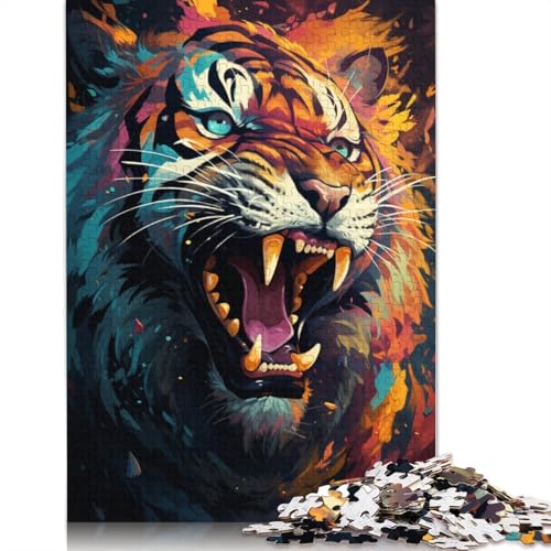 1000-teiliges Puzzle für Erwachsene, geheimnisvolles Gemälde eines Tigers, Puzzle für Erwachsene, Kartonpuzzle, Lernspiel für Erwachsene und Kinder, Größe 38 x 26 cm von LiJianXXXB