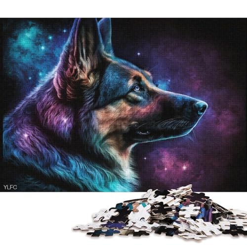 1000-teiliges Puzzle für Erwachsene, kosmischer Deutscher Schäferhund, Puzzle für Holzpuzzle, Spielzeug, Denkspiel (Größe 75 * 50 cm) von LiJianXXXB