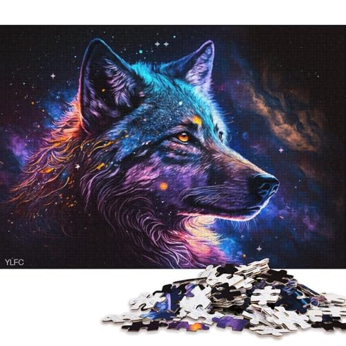 1000-teiliges Puzzle für Erwachsene, kosmischer Galaxie-Wolf, Puzzle für Kartonpuzzle, Spielzeug, Denkspiel (Größe 38 * 26 cm) von LiJianXXXB