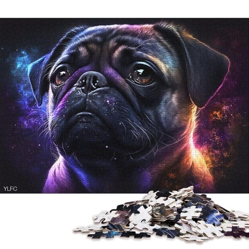 1000-teiliges Puzzle für Erwachsene, kosmischer Tiermops, Puzzle für Holzpuzzle, Spielzeug, Denkspiel (Größe 75 * 50 cm) von LiJianXXXB