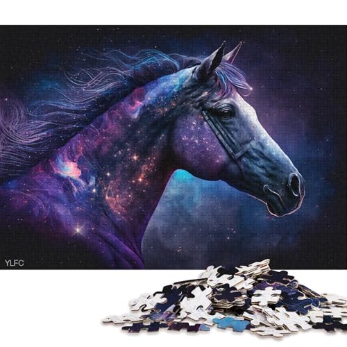 1000-teiliges Puzzle für Erwachsene, kosmisches Galaxie-Pferd, Puzzle für Karton, Puzzlespielzeug, Denkspiel (Größe 38 * 26 cm) von LiJianXXXB