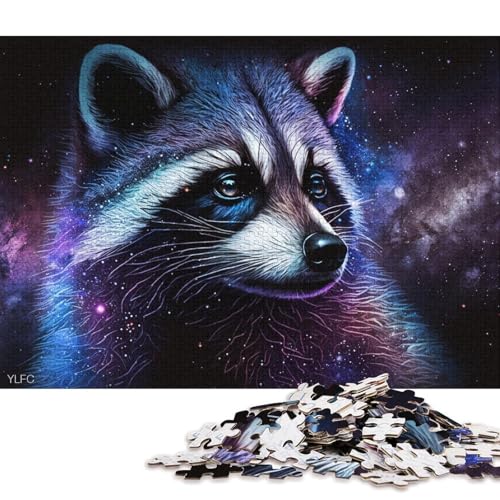 1000-teiliges Puzzle für Erwachsene, kosmisches Galaxie-Waschbär-Puzzle, Kartonpuzzle, Spielzeug, Denkspiel (Größe 38 * 26 cm) von LiJianXXXB