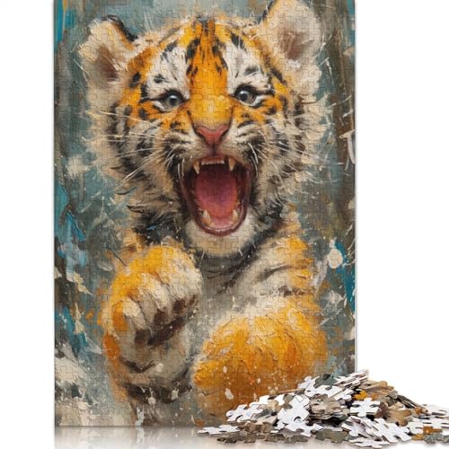 1000-teiliges Puzzle für Erwachsene, lächelndes Tigerbaby, Puzzle für Karton, Puzzle, Heimdekoration, Puzzle-Spielzeug, 38 x 26 cm von LiJianXXXB