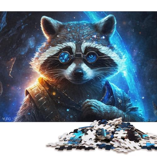 1000-teiliges Puzzle für Erwachsene, magischer Waschbär-Krieger, Puzzle für Erwachsene, Holzpuzzle, Spielzeug, Wanddekoration, 75 x 50 cm von LiJianXXXB