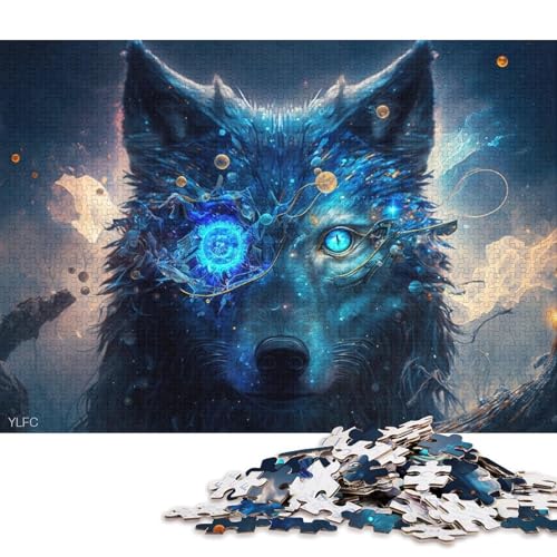 1000-teiliges Puzzle für Erwachsene, magischer Wolfskrieger, Puzzle für Erwachsene, Karton-Puzzle, Spielzeug, Wanddekoration, 38 x 26 cm von LiJianXXXB