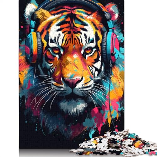 1000-teiliges Puzzle für Erwachsene, wildes, farbenfrohes Tiger-Puzzle, Kartonpuzzle, Lernspiel, Herausforderungsspielzeug, Größe 38 x 26 cm von LiJianXXXB