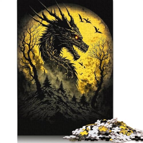 1000-teiliges Puzzle für Erwachsene, wunderschöner Goldener Drache, Puzzle für Erwachsene, Kartonpuzzle, Heimdekoration, 38 x 26 cm von LiJianXXXB