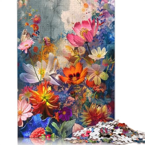 1000-teiliges Puzzle für Erwachsene und Kinder, Bunte Blumen, Puzzle für Erwachsene, Kartonpuzzle, Heimkunstdekor, 38 x 26 cm von LiJianXXXB