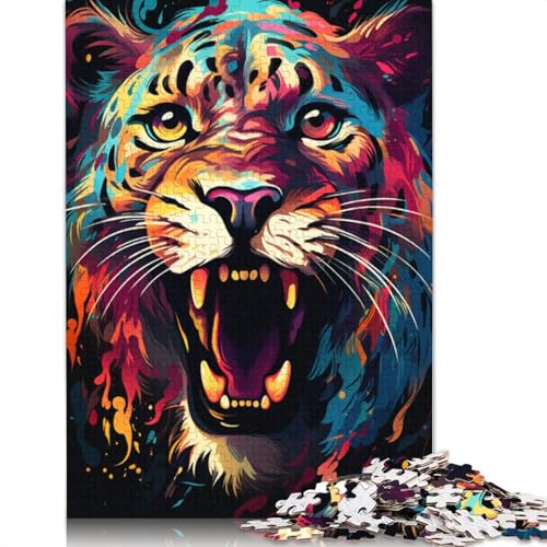 1000-teiliges Puzzle für Erwachsene und Kinder, Fantasiegemälde, buntes Leoparden-Puzzle für Erwachsene, Holzpuzzle, Puzzle für Erwachsene, Geschenke, Größe 75 x 50 cm von LiJianXXXB