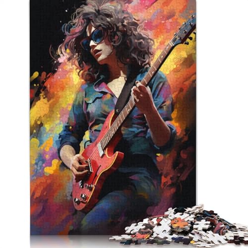 1000-teiliges Puzzle für Erwachsene und Kinder, Mädchen spielt Gitarre, Puzzle für Kinder, Holzpuzzle, Lernspielzeug, Familienspiele, Größe 75 x 50 cm von LiJianXXXB