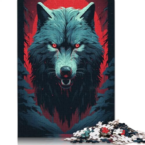 1000-teiliges Puzzle für Erwachsene und Kinder, Supernatural Wolf-Puzzles für Kinder, Holzpuzzles, Lernspielzeug, Familienspiele, Größe 75 x 50 cm von LiJianXXXB