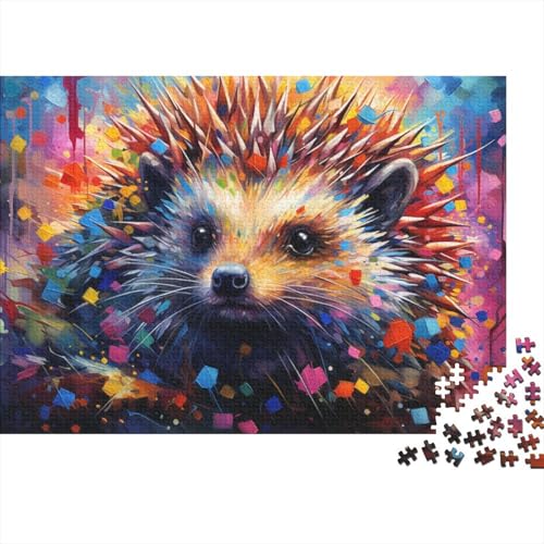 1000-teiliges Puzzle für Erwachsene und Kinder, buntes Igel-Kunstpuzzle für Erwachsene, schwierige und anspruchsvolle Holzplattenpuzzles, 50 x 75 cm von LiJianXXXB