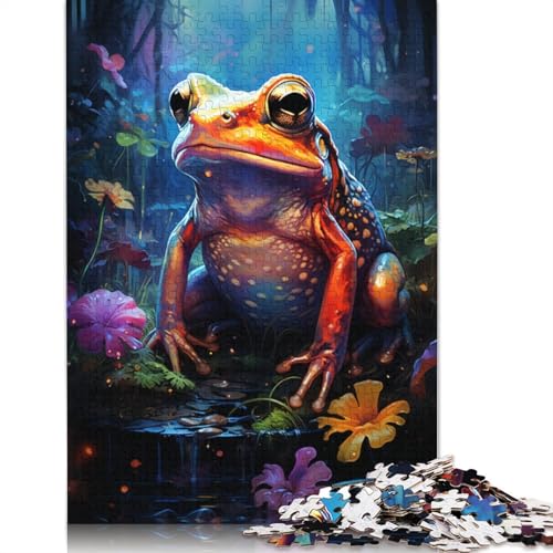 1000-teiliges Puzzle für Erwachsene und Kinder, farbenfrohe Froschkunst, Malen, Puzzles für Kinder, Papppuzzles, Lernspielzeug, Familienspiele, Größe 38 x 26 cm von LiJianXXXB