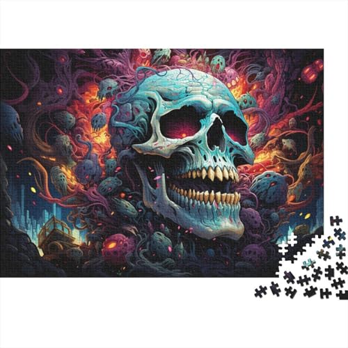 1000-teiliges Puzzle für Erwachsene und Kinder, farbenfrohes psychedelisches Totenkopf-Puzzle für Erwachsene, schwieriges und anspruchsvolles Holzbrett-Puzzle, 50 x 75 cm von LiJianXXXB