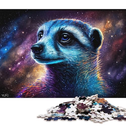 1000-teiliges Puzzle für Erwachsene und Kinder, kosmisches Tier-Erdmännchen-Puzzle für Erwachsene, Holzpuzzle, Lernspiel für Erwachsene und Kinder (Größe 75 * 50 cm) von LiJianXXXB