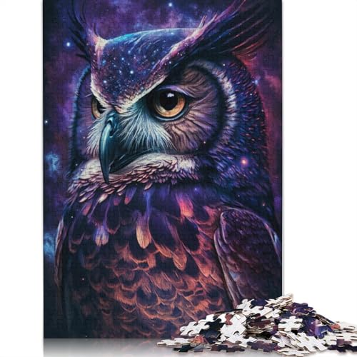 1000-teiliges Puzzle mit Tier-Eulen-Galaxie-Puzzle für Erwachsene, Holzpuzzle, Lernspiele, Heimdekorationspuzzle. (Größe 75 x 50 cm) von LiJianXXXB