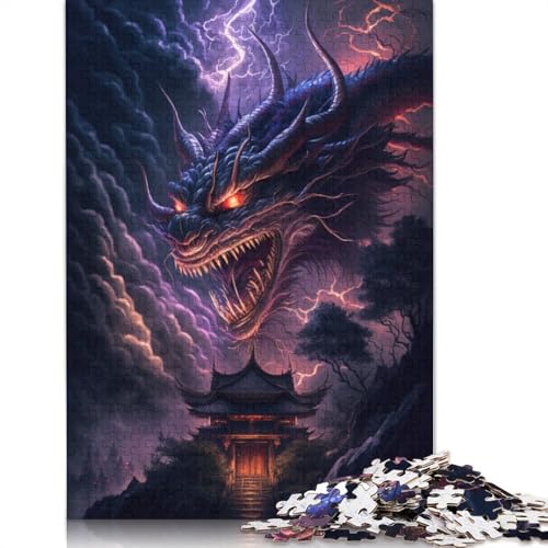 1000-teiliges Puzzle mit japanischem Tempeldrachen-Puzzle für Erwachsene und Kinder, Holzpuzzle, Lernspiel, Herausforderungsspielzeug, Größe: 75 x 50 cm von LiJianXXXB