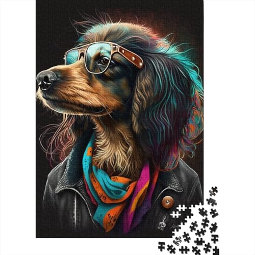 Lustige Puzzles für Erwachsene, 1000 Teile, Kunst, Bunte Hunde, Puzzles für Erwachsene und Kinder, Holzpuzzle, Heimdekorations-Puzzles (Größe 75 x 50 cm) von LiJianXXXB