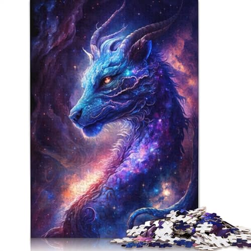 Lustiges Puzzle für Erwachsene, 1000 Teile, Galaxie-Kunst, chinesischer Drache, Puzzle für Holzpuzzle, pädagogisches Stressabbau-Spielzeugpuzzle (Größe 75 x 50 cm) von LiJianXXXB