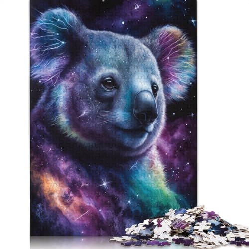 Lustiges Puzzle für Erwachsene, 1000 Teile, Galaxie-Tier-Koala-Puzzle für Erwachsene, Holzpuzzle, anspruchsvolles Spiel, Größe: 75 x 50 cm von LiJianXXXB