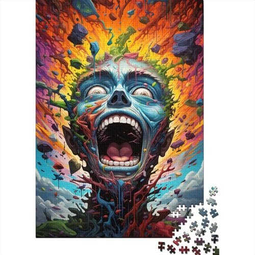 Lustiges Puzzle für Erwachsene 1000 Teile Die farbenfrohe Psychedelie des Huacong-Hundes Puzzle für Erwachsene aus Holz, anspruchsvolles Spiel, 50 x 75 cm von LiJianXXXB