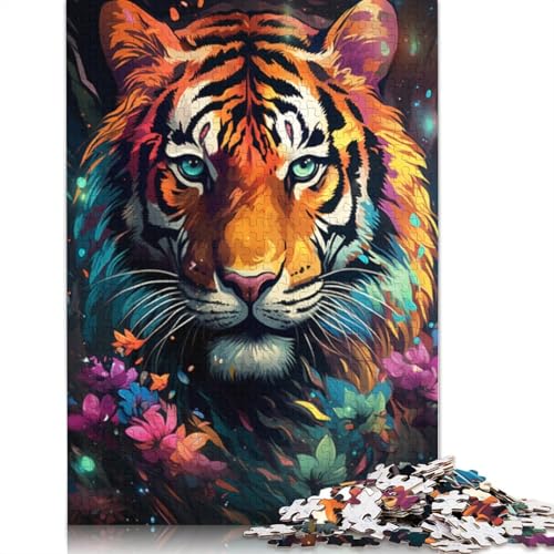 Puzzle, Malerei, Kunst, Tiger, 1000-teiliges Puzzle, Holzpuzzle für Erwachsene und Kinder, Lernspiel für Erwachsene und Kinder, Größe 75 x 50 cm von LiJianXXXB