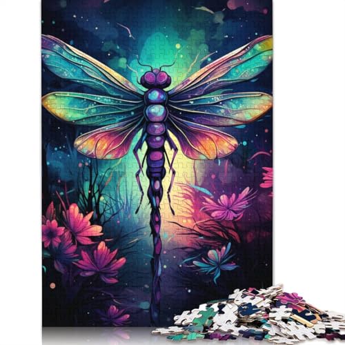 Puzzle, farbenfrohe psychedelische Galaxie-Libelle, 1000-teiliges Puzzle, Kartonpuzzle für Erwachsene und Kinder, Lernspiel für Erwachsene und Kinder, Größe 38 x 26 cm von LiJianXXXB