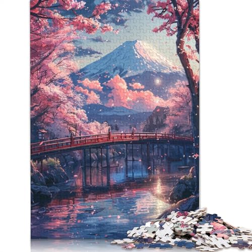 Puzzle 1000 Teile, Berg Fuji und Kirschblüte, Erwachsenenpuzzle, Papppuzzle, tolles Geschenk für Erwachsene, 38 x 26 cm von LiJianXXXB