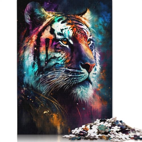 Puzzle 1000 Teile, Cosmic Tiger Graffiti Puzzle für Erwachsene, Kartonpuzzle, Heimkunstdekor, 38 x 26 cm von LiJianXXXB