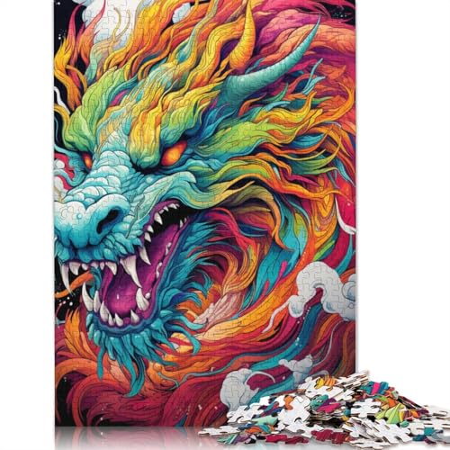 Puzzle 1000 Teile, Fantasie Fliegender Drache, Zhongli-Puzzle für Erwachsene, Kartonpuzzle, Lernspiel, Herausforderungsspielzeug, 38 x 26 cm von LiJianXXXB