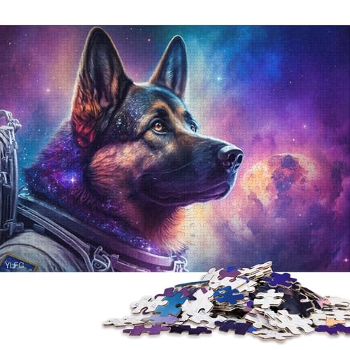 Puzzle 1000 Teile, Galaxie-Astronaut, Deutscher Schäferhund, Puzzle für Erwachsene, Kartonpuzzle, Heimdekoration, Puzzle, 38 x 26 cm von LiJianXXXB