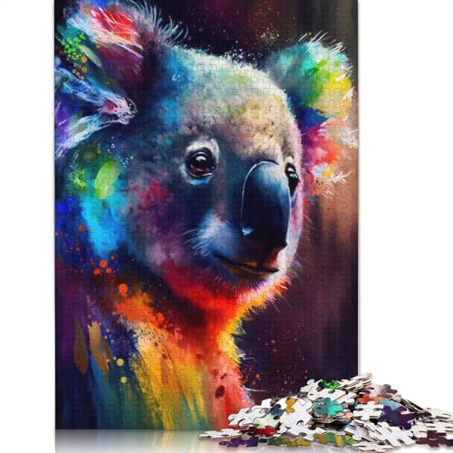 Puzzle 1000 Teile, Graffiti-Tier-Koala-Puzzle für Erwachsene, Holzpuzzle, Heimkunstdekor, 75 x 50 cm von LiJianXXXB