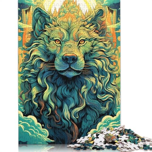 Puzzle 1000 Teile, Grüner Wolf, Puzzle für Erwachsene, Papppuzzle, gutes Geschenk für Erwachsene und Kinder, 38 x 26 cm von LiJianXXXB