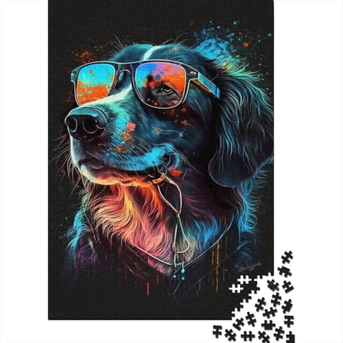 Puzzle 1000 Teile, Kunstpuzzle, Bunte Hunde, Puzzle für Erwachsene, Holzpuzzle, Lernpuzzle, Familienspiel (Größe 75 x 50 cm) von LiJianXXXB