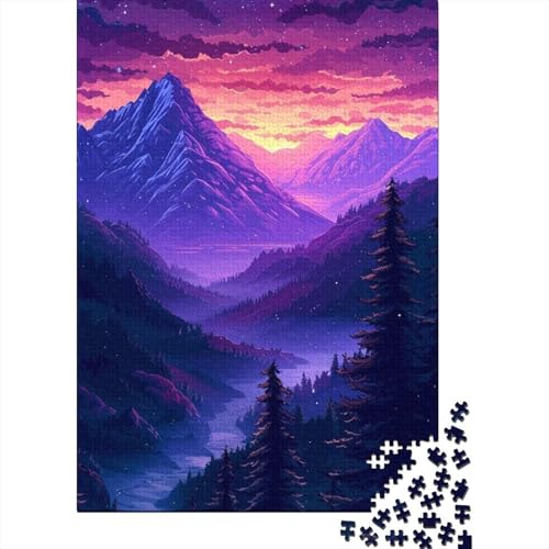 Puzzle 1000 Teile, Lila Berg, Puzzle für Erwachsene, Holzpuzzle, Lernspiel, Herausforderungsspielzeug (Größe 75 x 50 cm) von LiJianXXXB