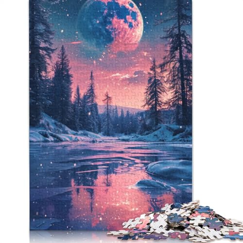 Puzzle 1000 Teile, Neon-Winternatur, Zhongli-Puzzle für Erwachsene, Kartonpuzzle, Lernspiel, Herausforderungsspielzeug, 38 x 26 cm von LiJianXXXB