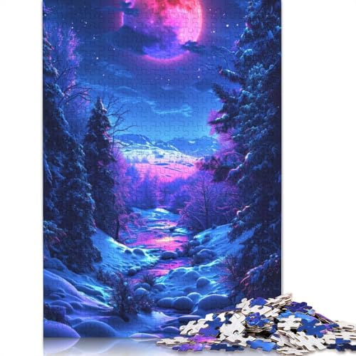 Puzzle 1000 Teile, Neon-Winternatur, Zhongli-Puzzle für Erwachsene, Kartonpuzzle, Lernspiel, Herausforderungsspielzeug, 38 x 26 cm von LiJianXXXB