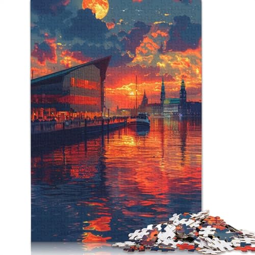 Puzzle 1000 Teile, Stadt bei Sonnenuntergang, Erwachsenenpuzzle, Kartonpuzzle, tolles Geschenk für Erwachsene, 38 x 26 cm von LiJianXXXB