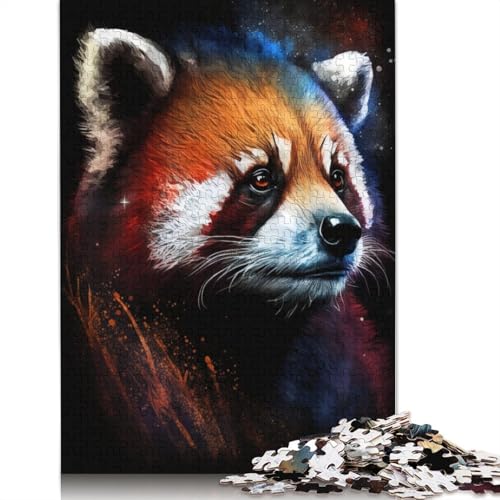 Puzzle 1000 Teile, buntes Graffiti-Puzzle mit rotem Panda, für Erwachsene, Holzpuzzle, Heimkunstdekor, 75 x 50 cm von LiJianXXXB