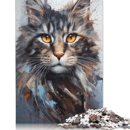 Puzzle 1000 Teile, buntes Katzengemälde, Puzzle für Erwachsene, Karton, Lernspielzeug, 38 x 26 cm von LiJianXXXB