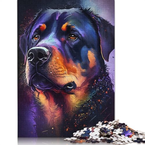 Puzzle 1000 Teile, buntes Rottweiler-Graffiti-Puzzle für Erwachsene, Holzpuzzle, Puzzle für Erwachsene, Geschenke, 75 x 50 cm von LiJianXXXB