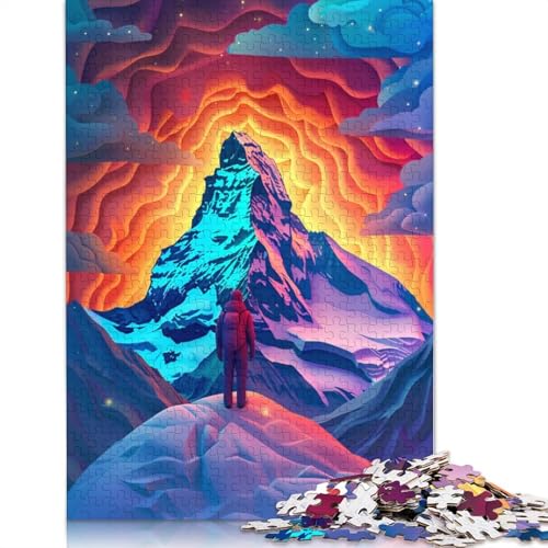 Puzzle 1000 Teile, farbenfrohe, schöne Berge, Puzzle für Erwachsene, Kartonpuzzle, Lernspielzeug, 38 x 26 cm von LiJianXXXB