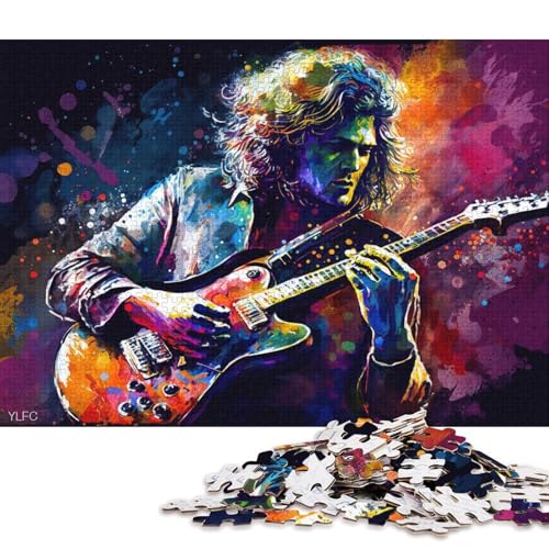 Puzzle 1000 Teile, farbenfrohes Gitarrenspieler-Puzzle für Erwachsene, Papppuzzle für Familienspaß und Spieleabend (Größe 38 * 26 cm) von LiJianXXXB