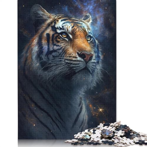 Puzzle 1000 Teile, kosmisches Tier-Tiger-Puzzle für Erwachsene, Karton-Puzzle, dekomprimierendes geistiges Lernspielzeug, Größe: 38 x 26 cm von LiJianXXXB