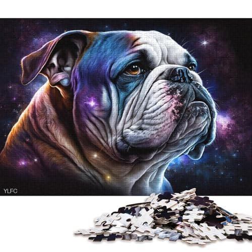 Puzzle 1000 Teile Cosmic Galaxy Bulldog für Erwachsene, Papppuzzle für Familienspaß und Spieleabende (Größe 38 * 26 cm) von LiJianXXXB